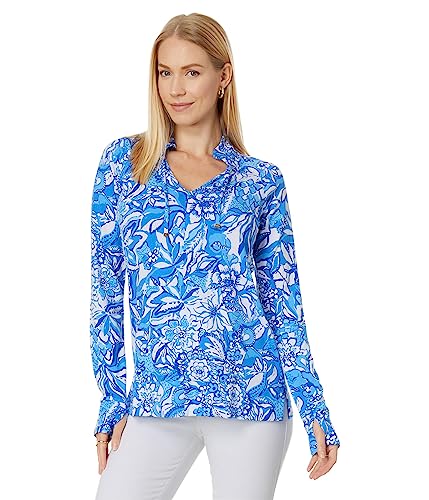 Lilly Pulitzer Cassi UPF 50+ Popover Blue Tang Flocking Fabulous